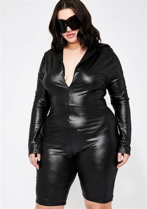 Stylish Plus Size Leather Romper: Flaunt your Curves in Style!